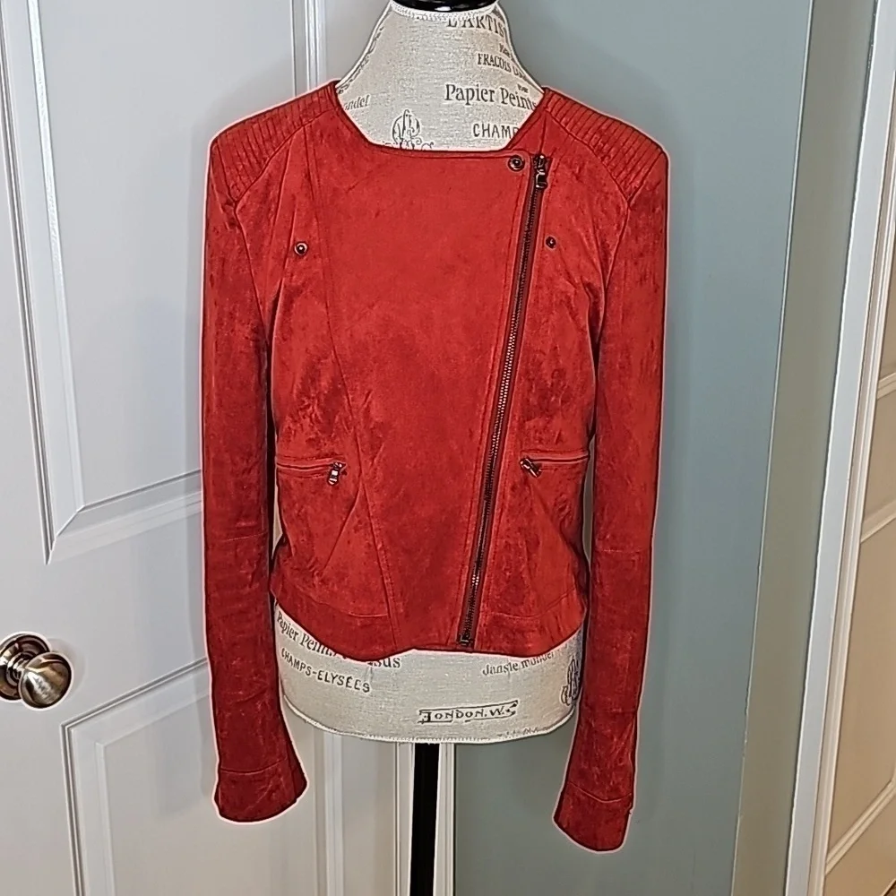 Fate Burnt Orange Delilah Suede Cropped Jacket - Size Large - Picture 6 of 13